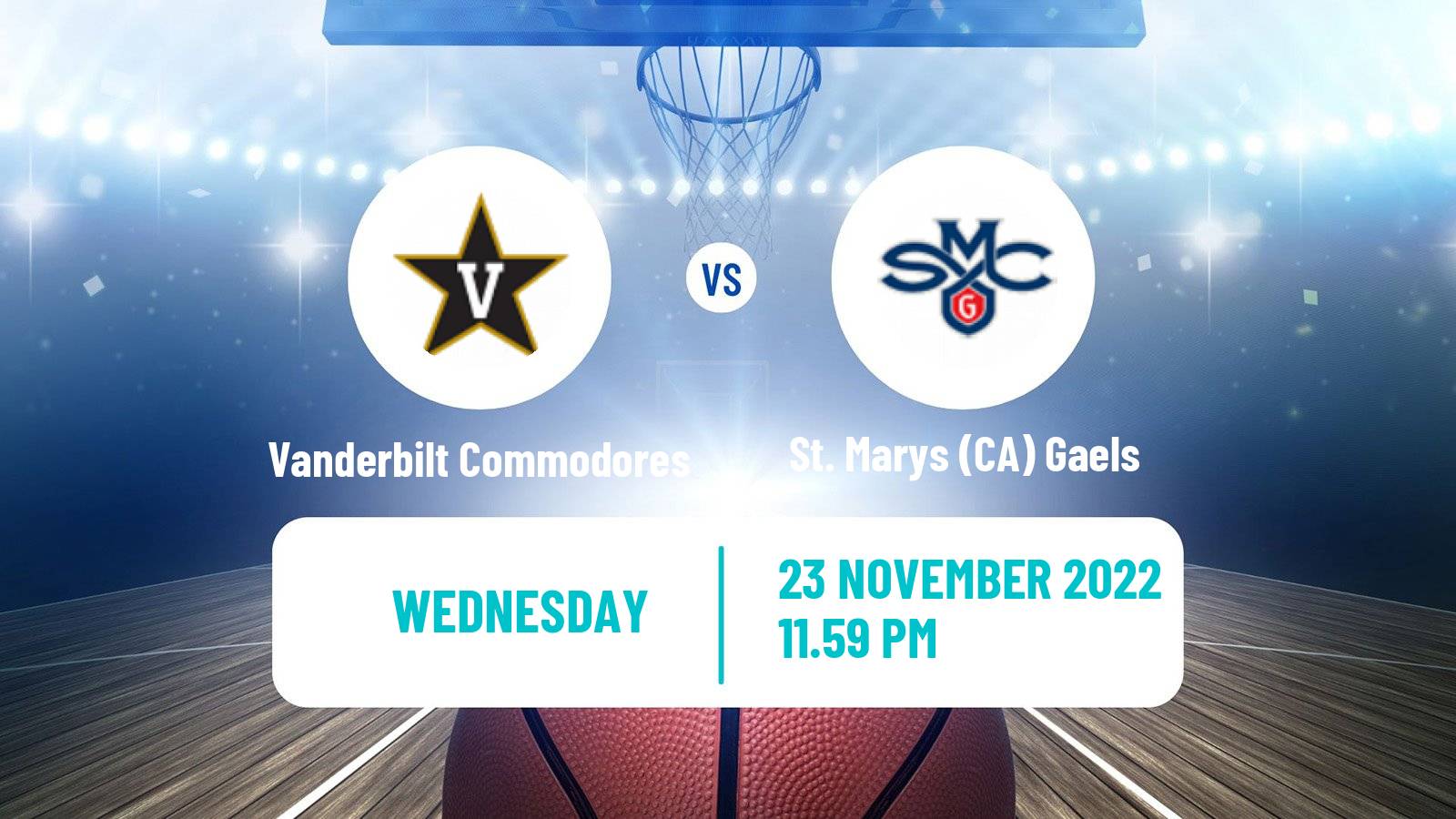 Basketball NCAA College Basketball Vanderbilt Commodores - St. Marys (CA) Gaels