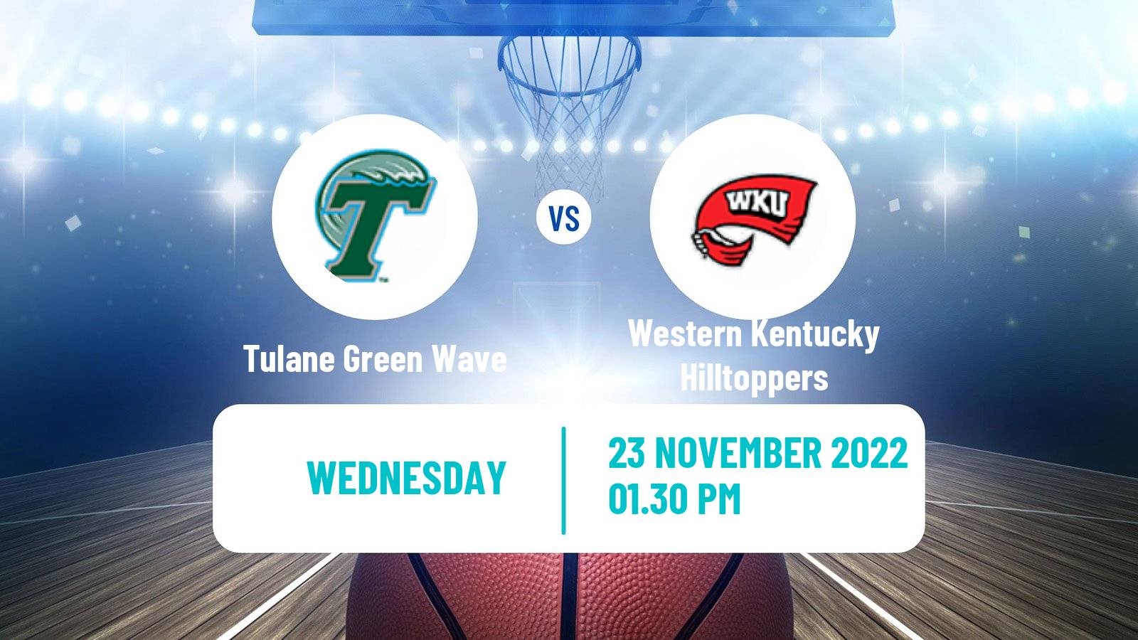 Basketball NCAA College Basketball Tulane Green Wave - Western Kentucky Hilltoppers