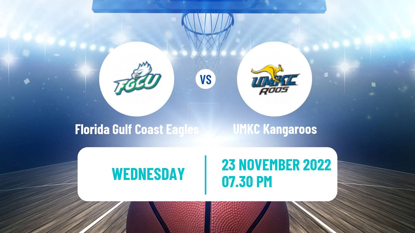 Basketball NCAA College Basketball Florida Gulf Coast Eagles - UMKC Kangaroos