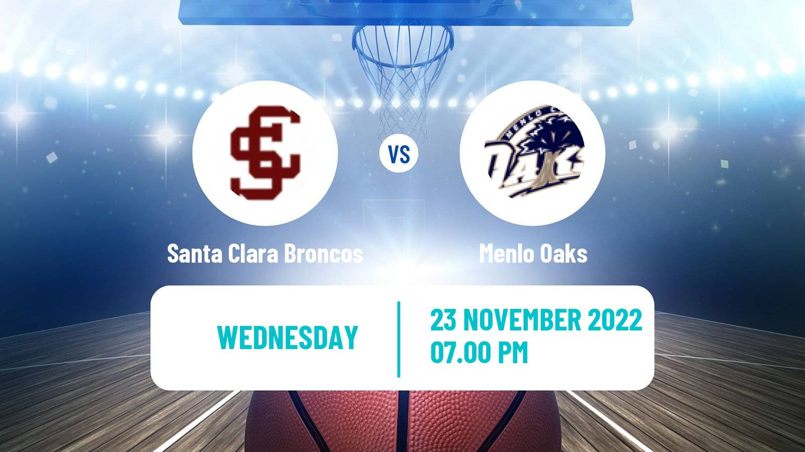 Basketball NCAA College Basketball Santa Clara Broncos - Menlo Oaks