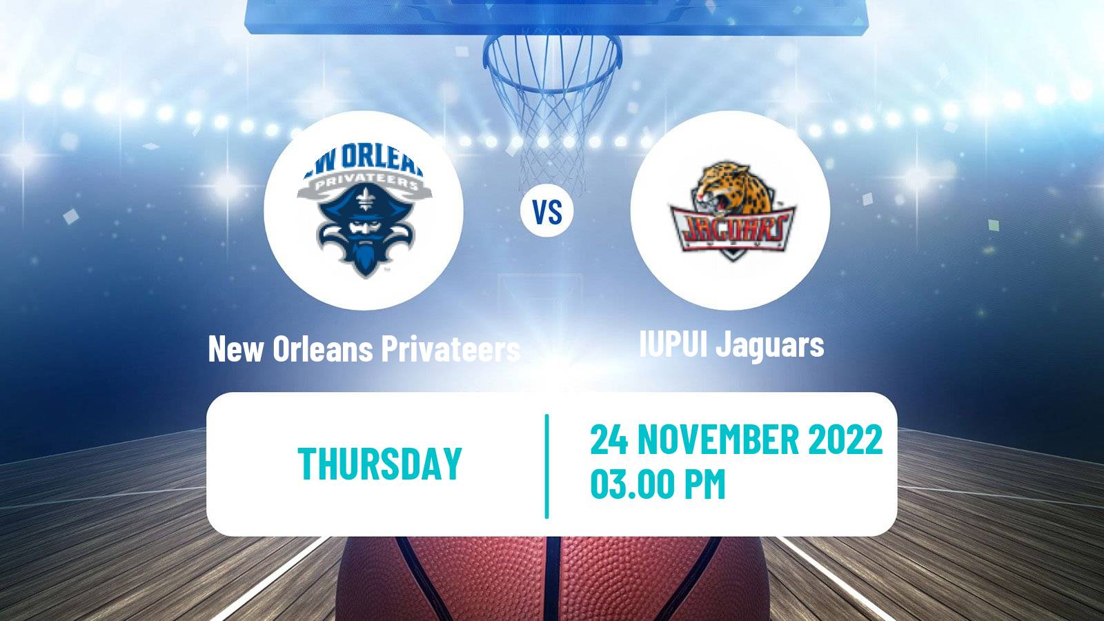 Basketball NCAA College Basketball New Orleans Privateers - IUPUI Jaguars