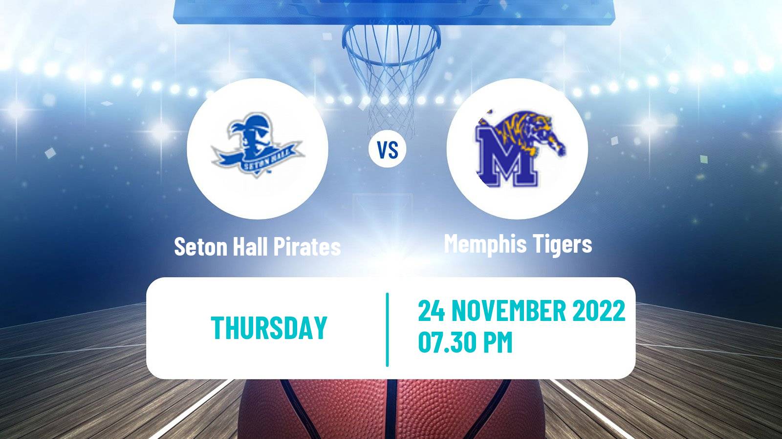 Basketball NCAA College Basketball Seton Hall Pirates - Memphis Tigers