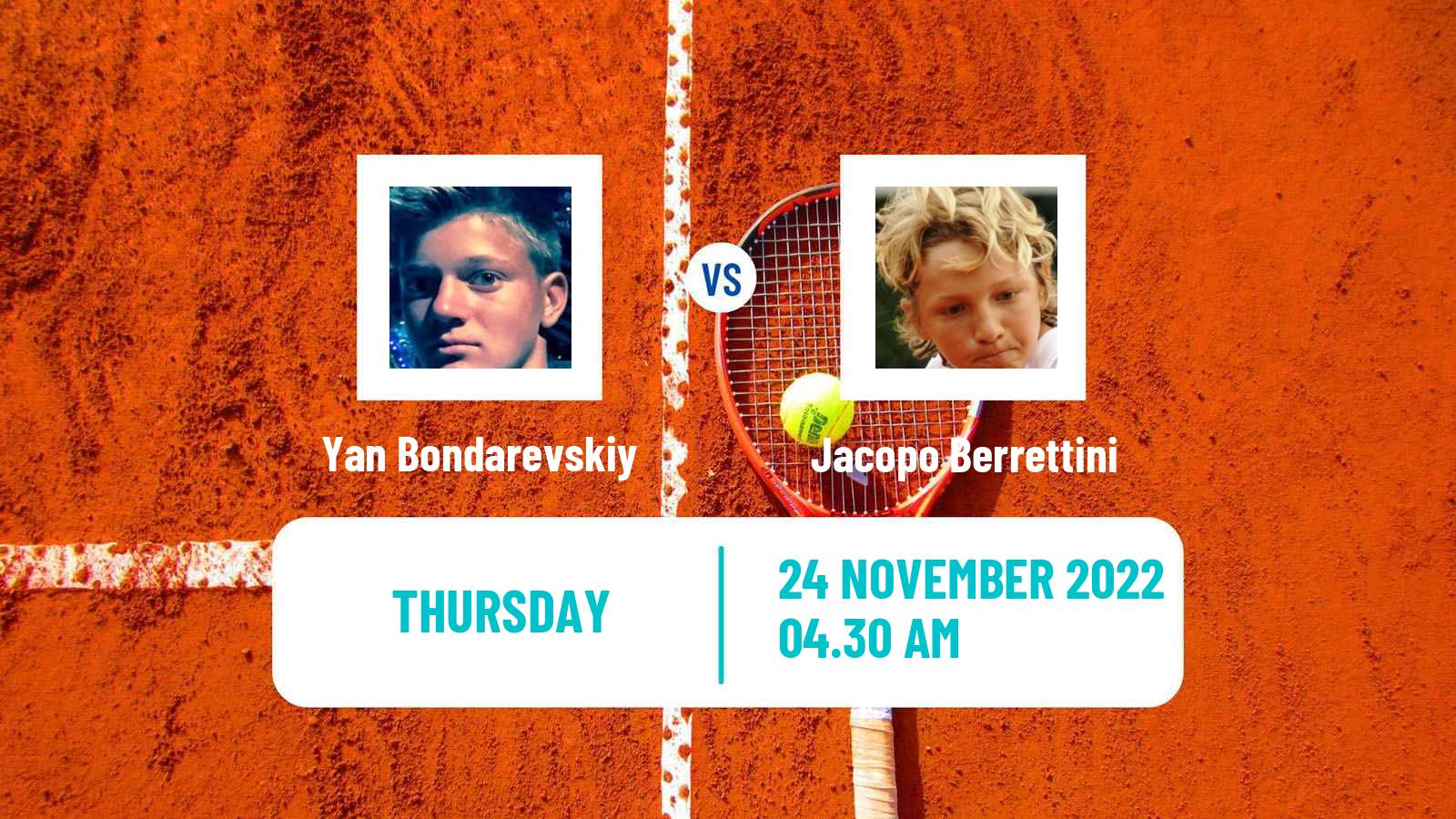 Tennis ITF Tournaments Yan Bondarevskiy - Jacopo Berrettini
