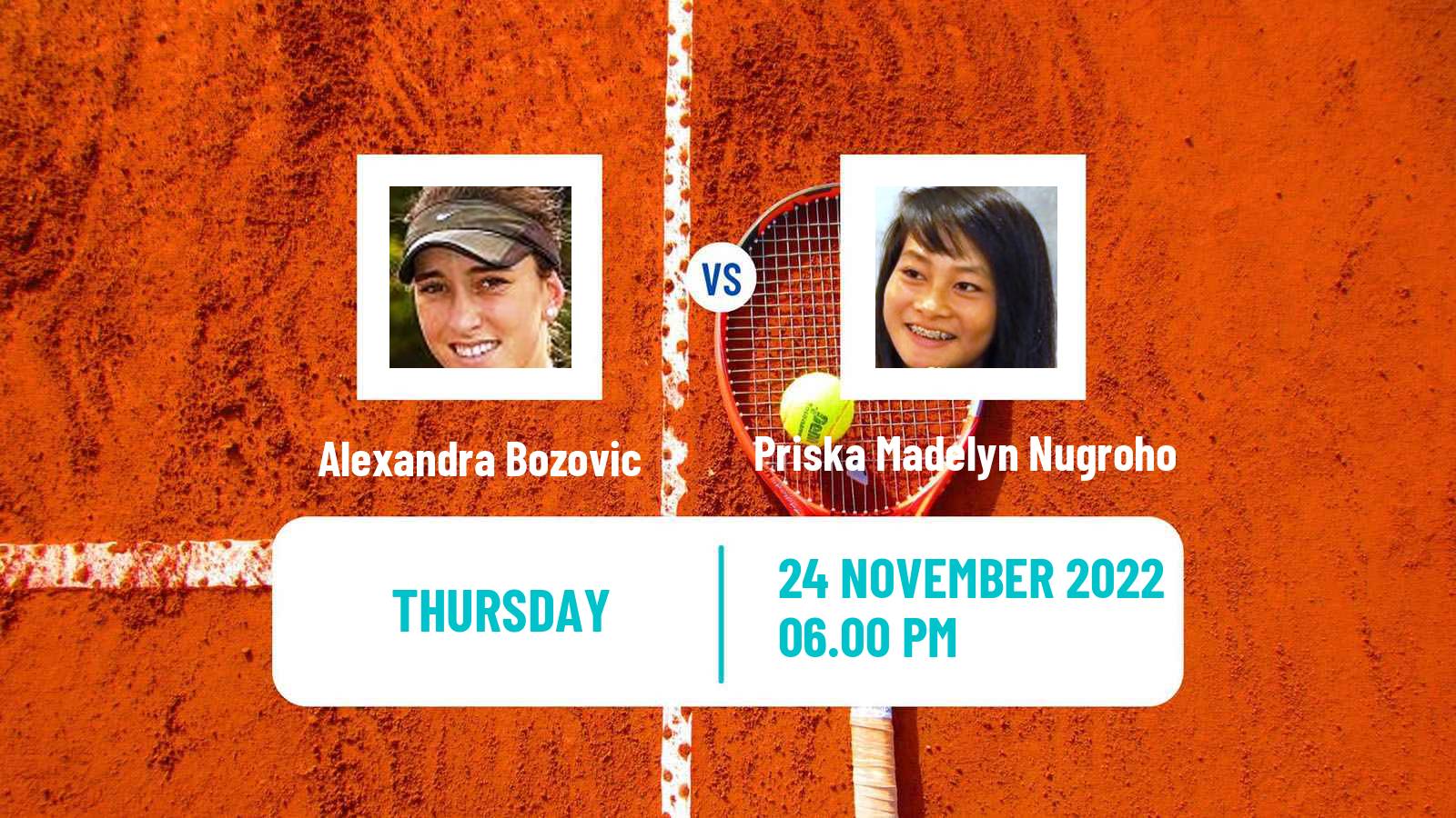 Tennis ITF Tournaments Alexandra Bozovic - Priska Madelyn Nugroho