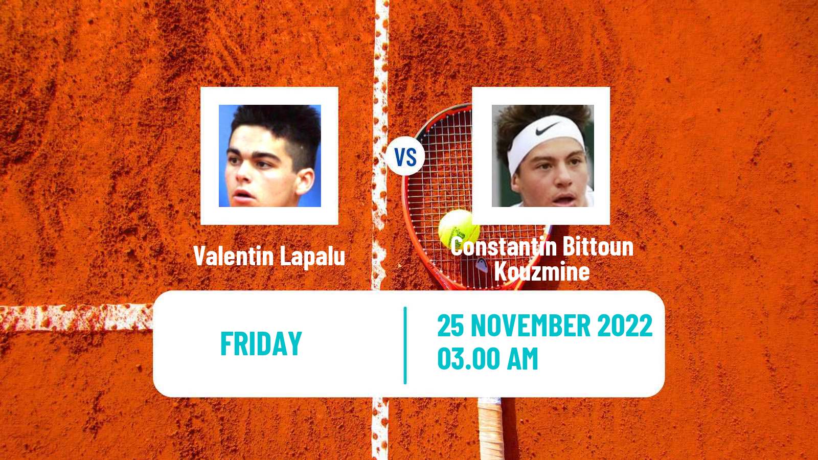 Tennis ITF Tournaments Valentin Lapalu - Constantin Bittoun Kouzmine