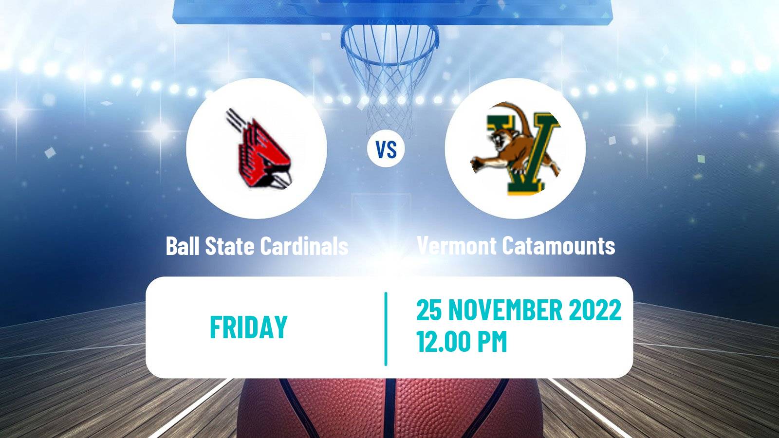 Basketball NCAA College Basketball Ball State Cardinals - Vermont Catamounts