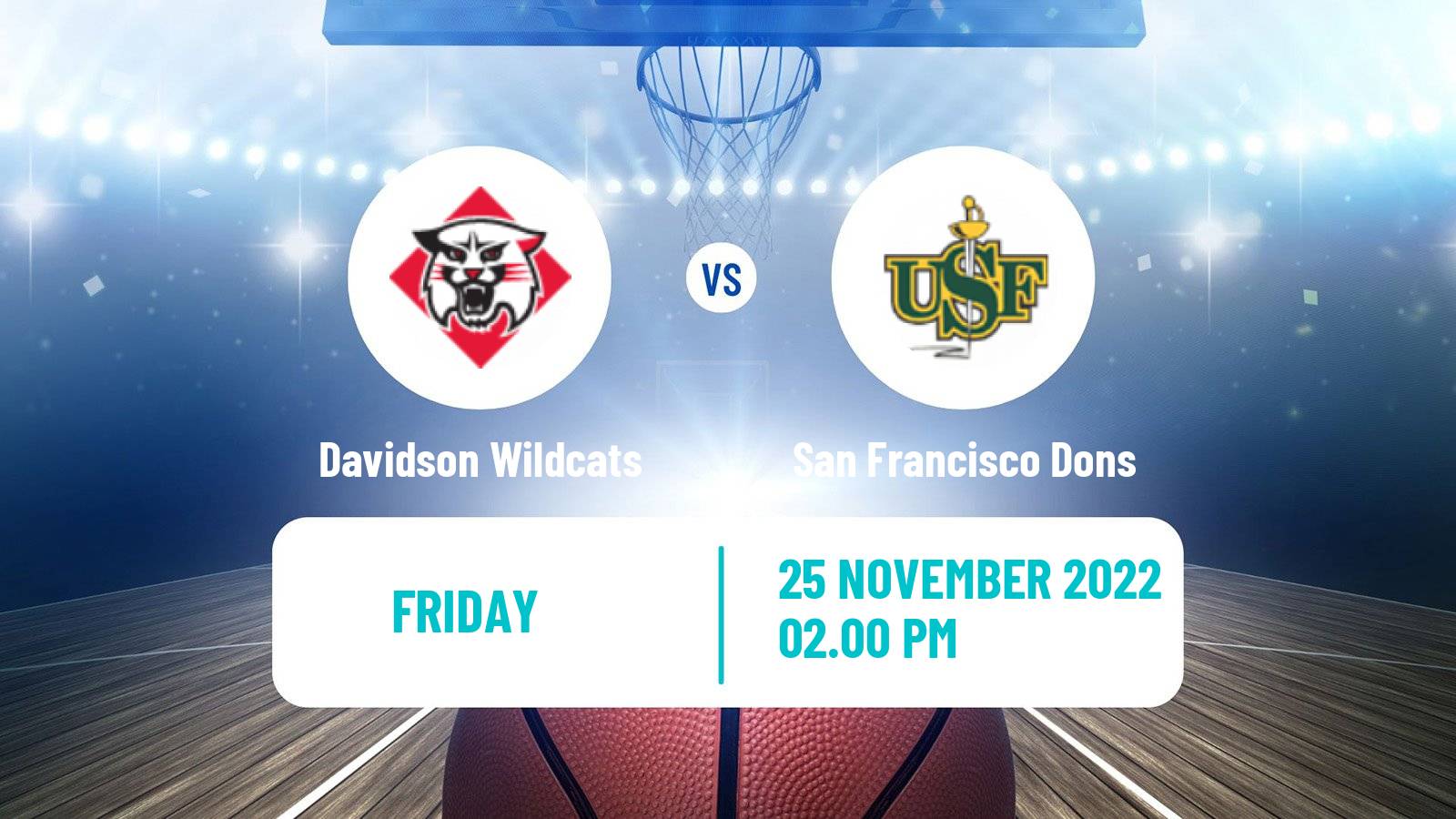 Basketball NCAA College Basketball Davidson Wildcats - San Francisco Dons