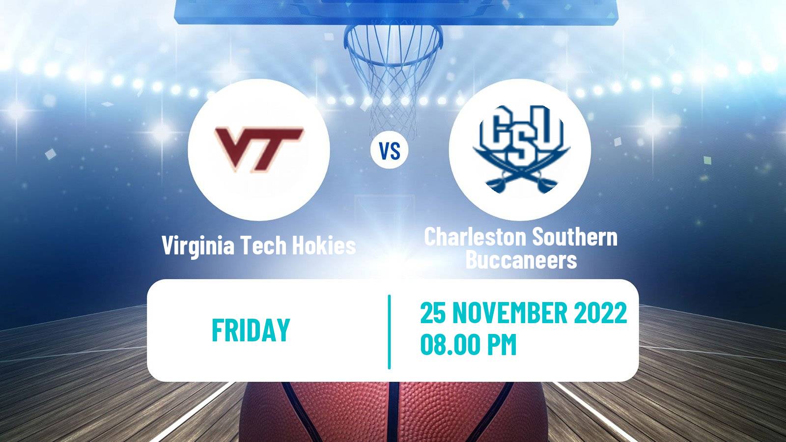 Basketball NCAA College Basketball Virginia Tech Hokies - Charleston Southern Buccaneers