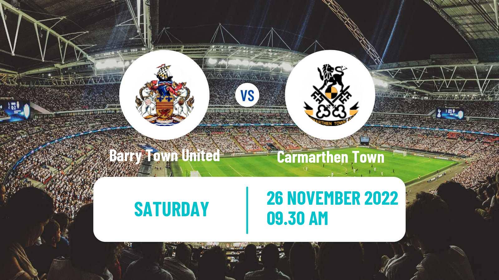 Soccer Welsh Cymru South Barry Town United - Carmarthen Town