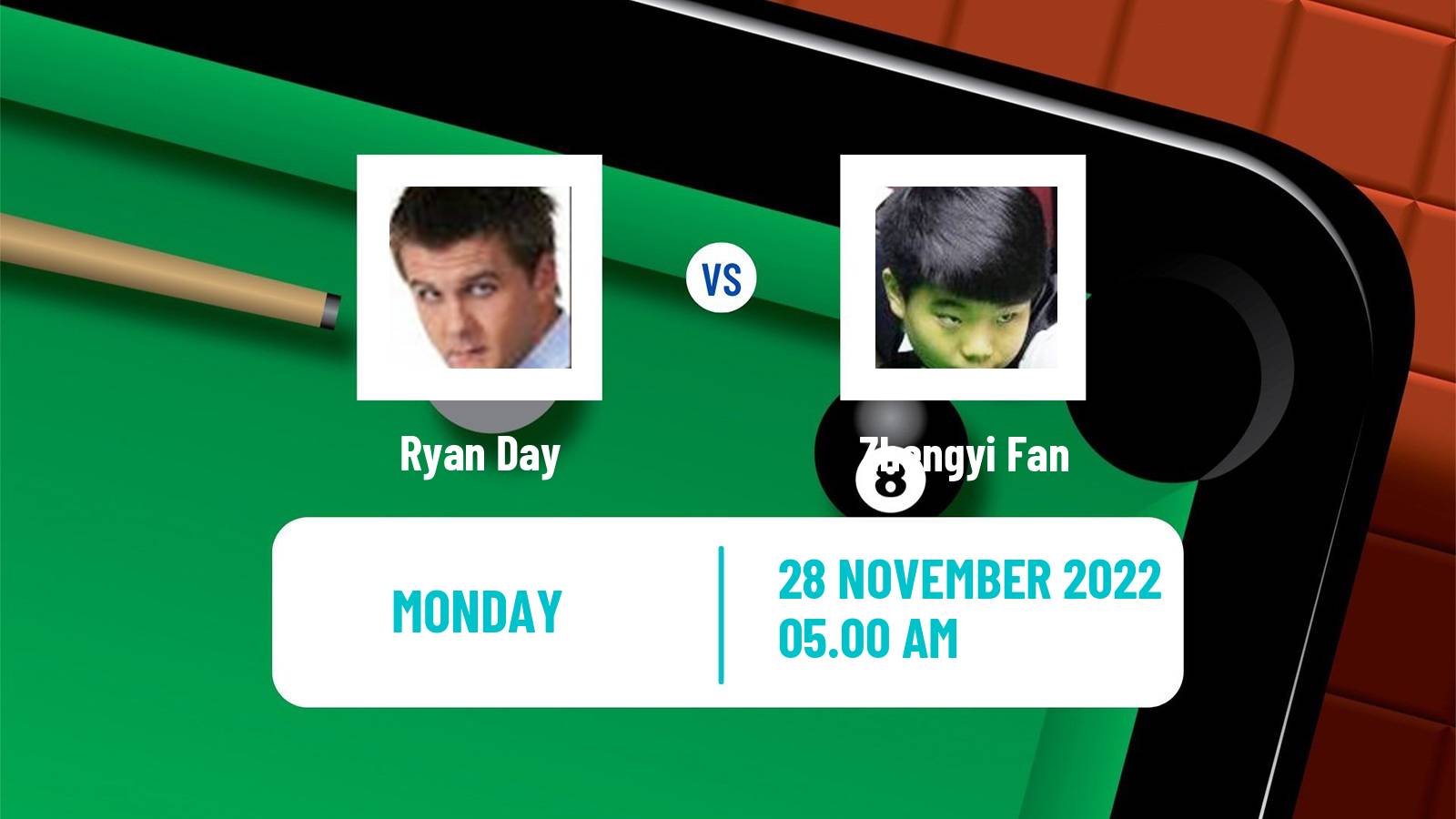Snooker Snooker Ryan Day - Zhengyi Fan