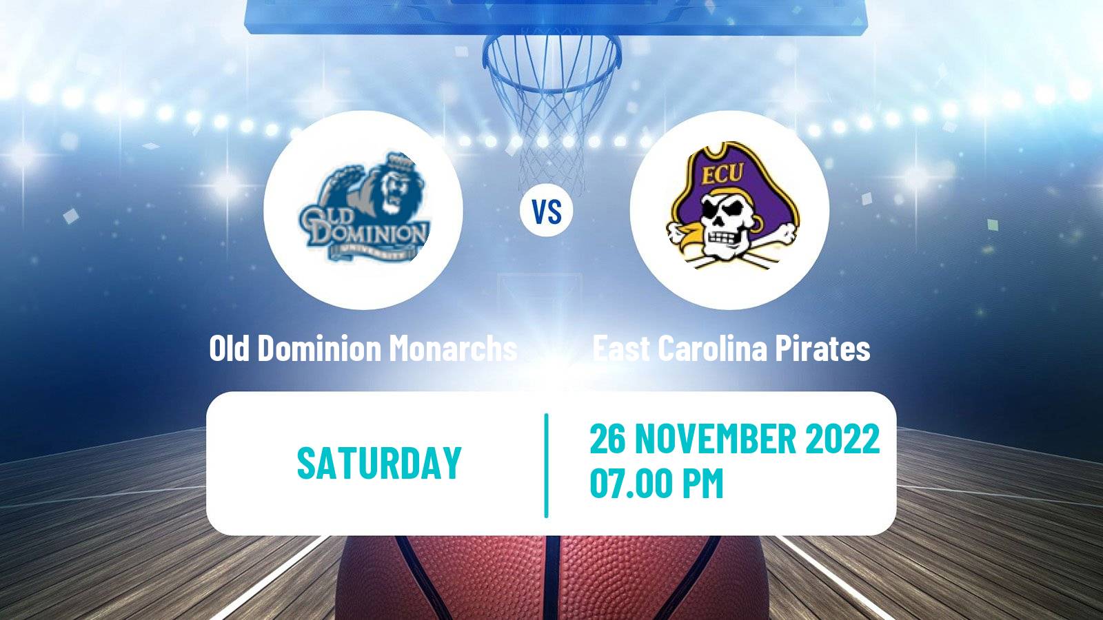 Basketball NCAA College Basketball Old Dominion Monarchs - East Carolina Pirates