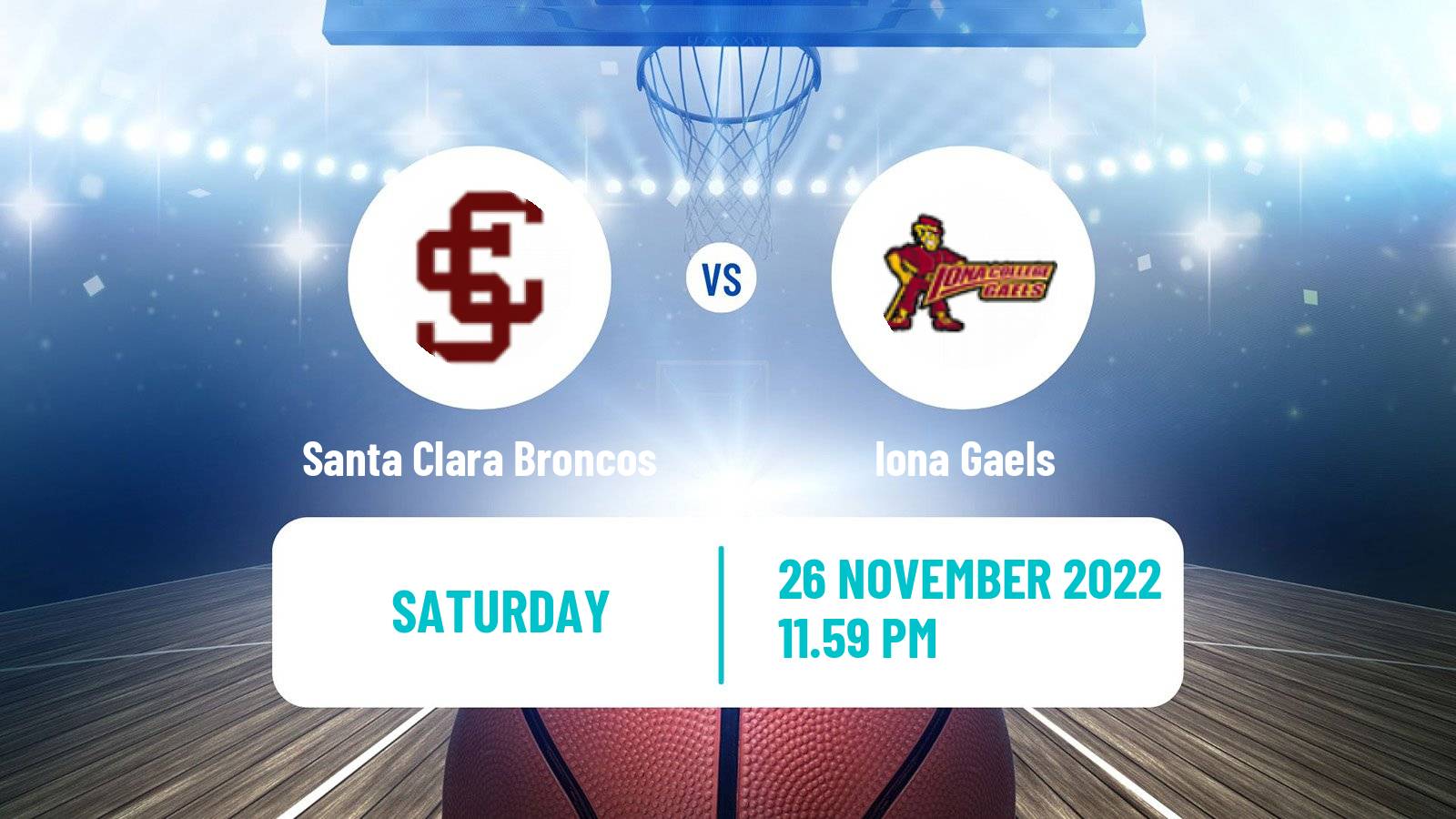 Basketball NCAA College Basketball Santa Clara Broncos - Iona Gaels