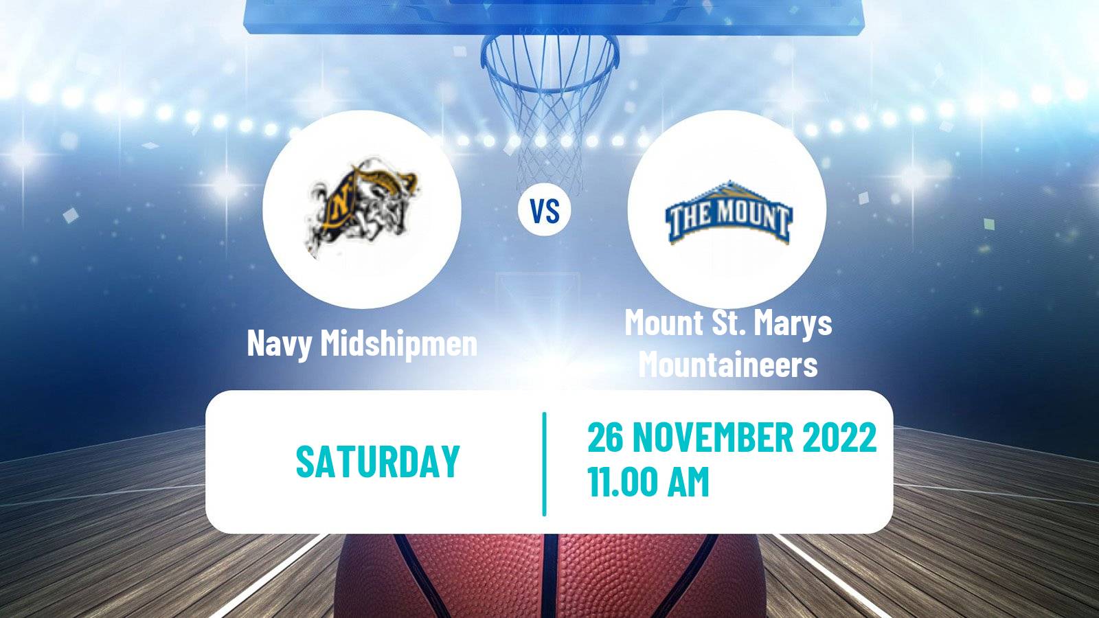 Basketball NCAA College Basketball Navy Midshipmen - Mount St. Marys Mountaineers