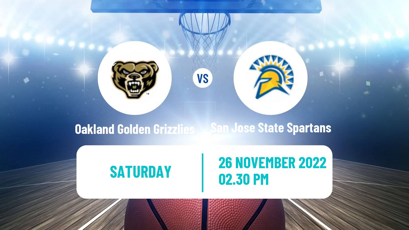 Basketball NCAA College Basketball Oakland Golden Grizzlies - San Jose State Spartans