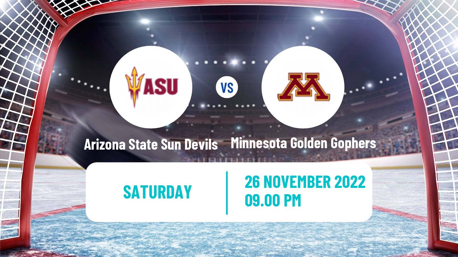 Hockey NCAA Hockey Arizona State Sun Devils - Minnesota Golden Gophers