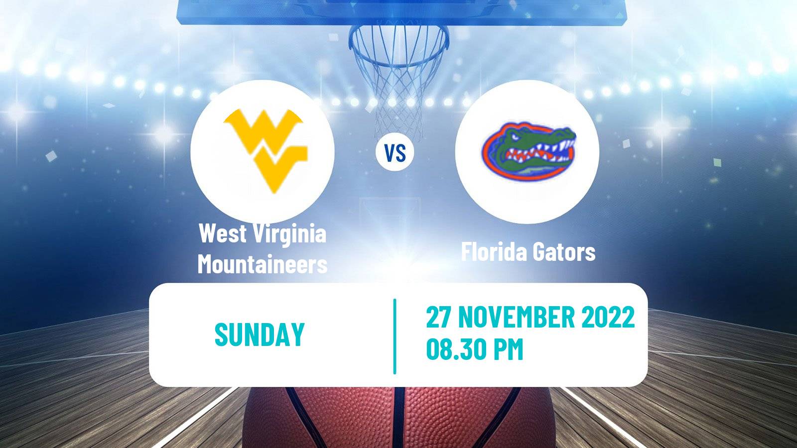 Basketball NCAA College Basketball West Virginia Mountaineers - Florida Gators