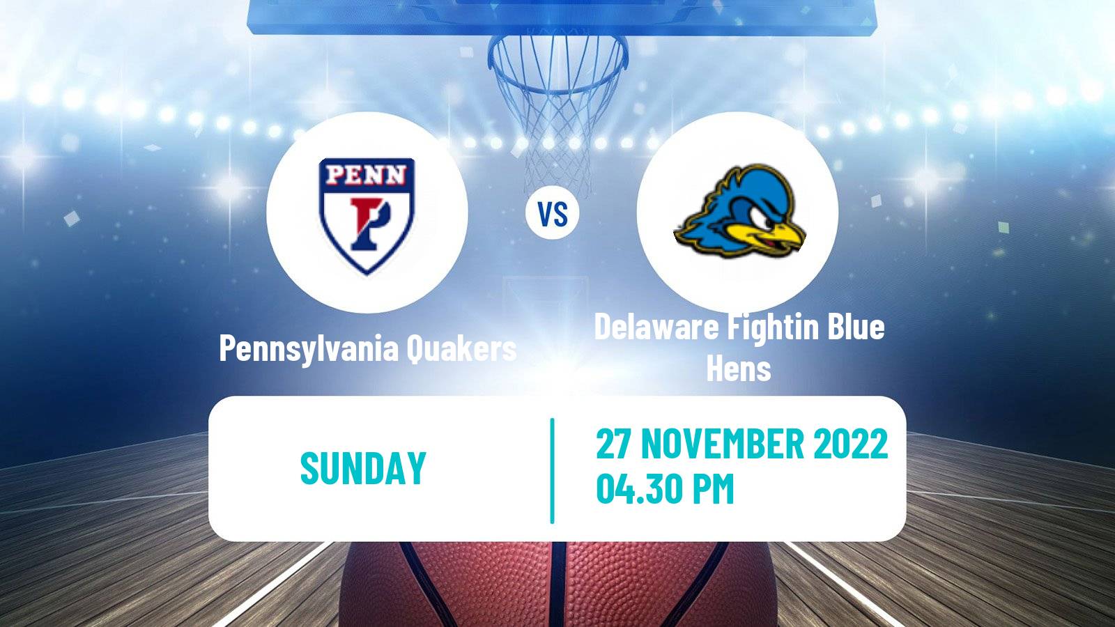 Basketball NCAA College Basketball Pennsylvania Quakers - Delaware Fightin Blue Hens