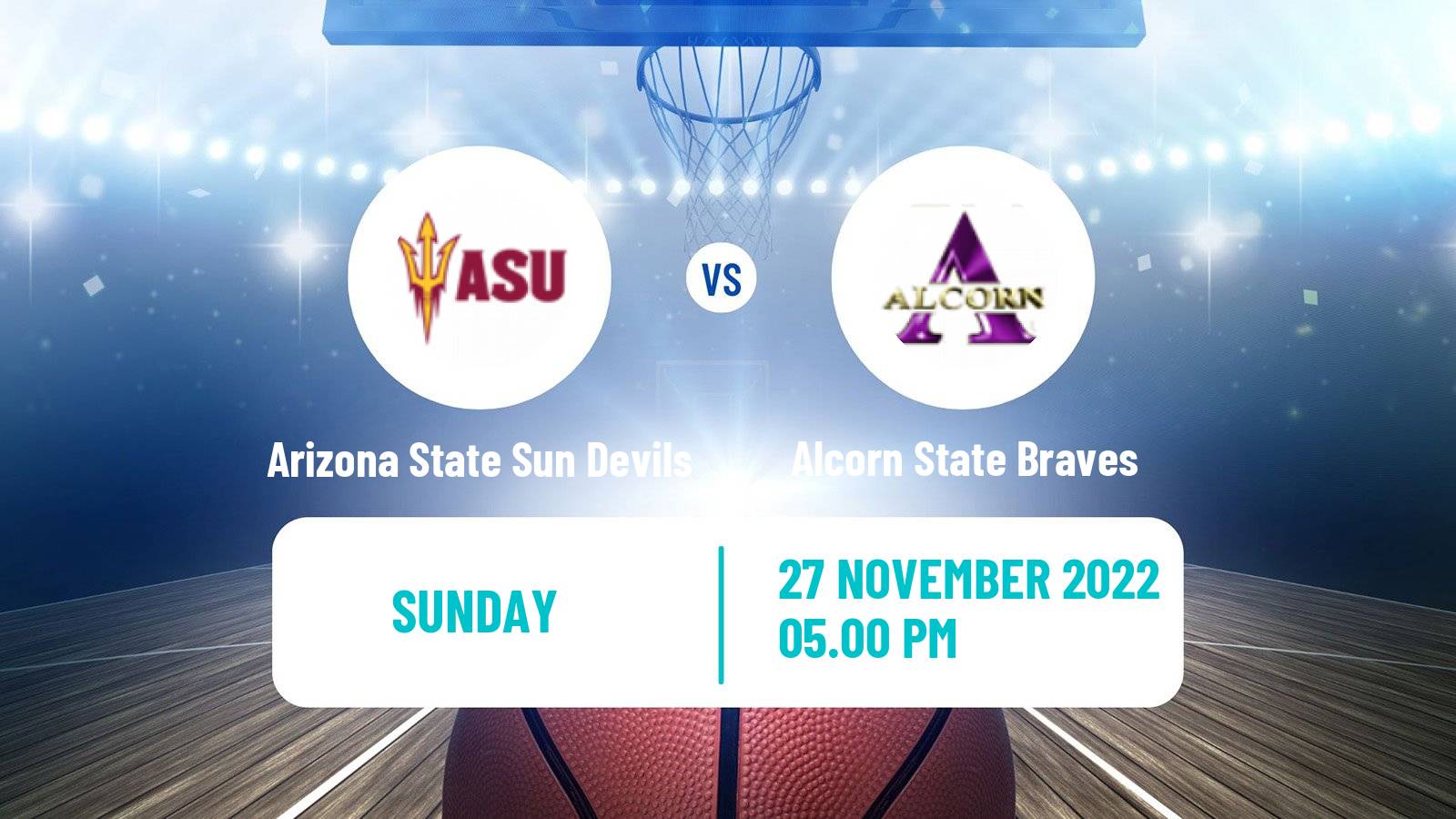 Basketball NCAA College Basketball Arizona State Sun Devils - Alcorn State Braves