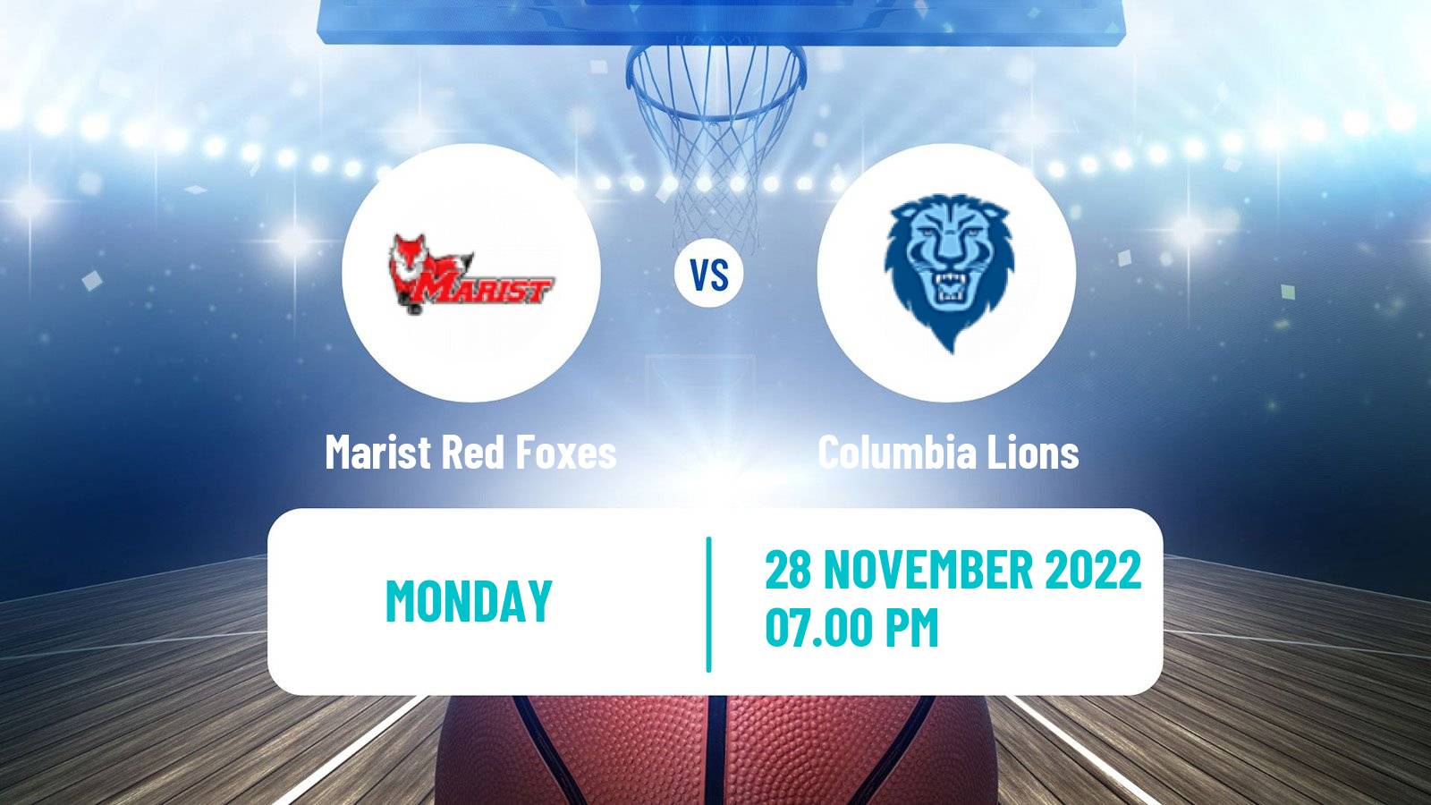 Basketball NCAA College Basketball Marist Red Foxes - Columbia Lions