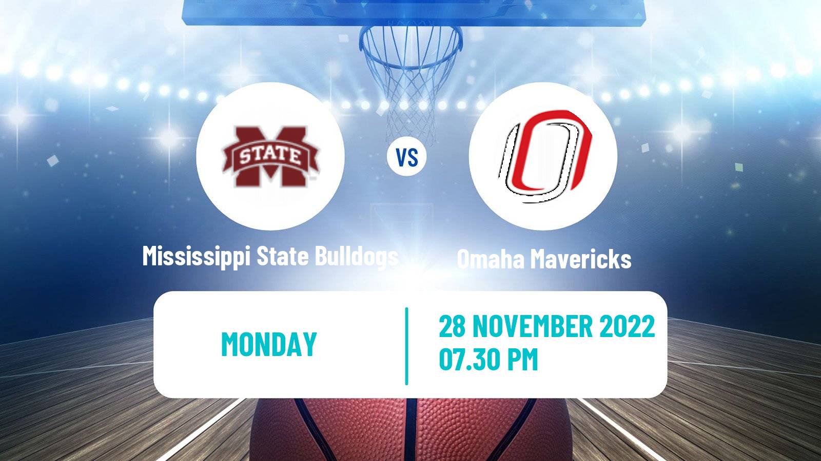 Basketball NCAA College Basketball Mississippi State Bulldogs - Omaha Mavericks