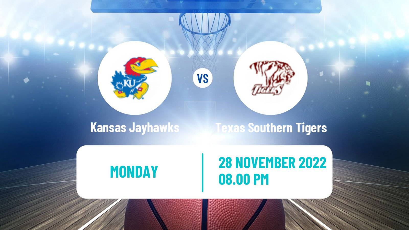 Basketball NCAA College Basketball Kansas Jayhawks - Texas Southern Tigers