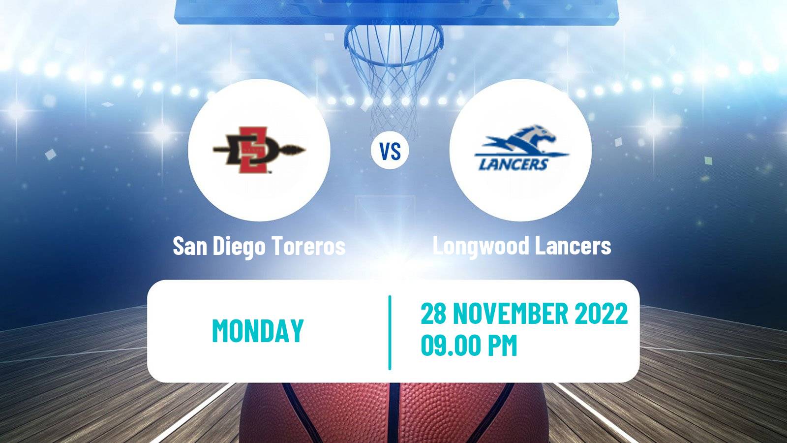 Basketball NCAA College Basketball San Diego Toreros - Longwood Lancers