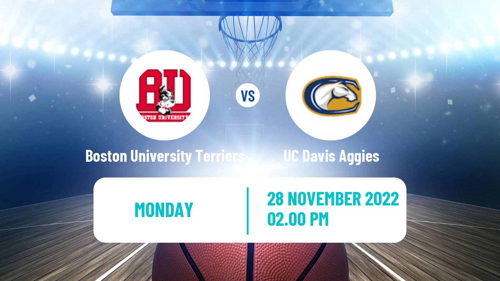 Basketball NCAA College Basketball Boston University Terriers - UC Davis Aggies