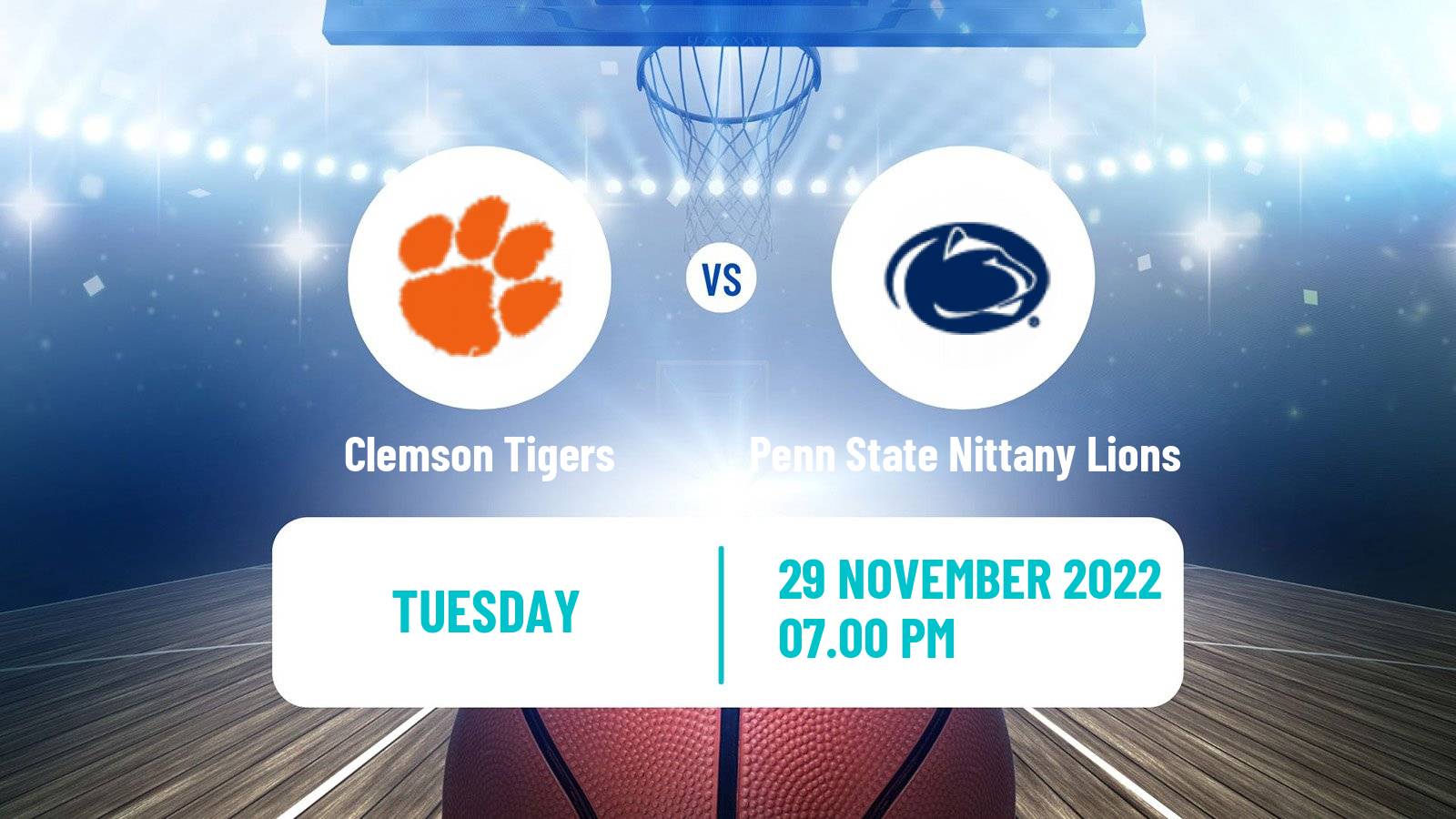 Basketball NCAA College Basketball Clemson Tigers - Penn State Nittany Lions