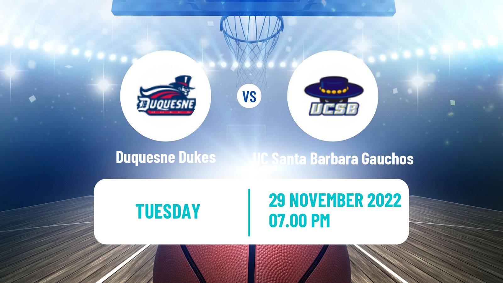 Basketball NCAA College Basketball Duquesne Dukes - UC Santa Barbara Gauchos