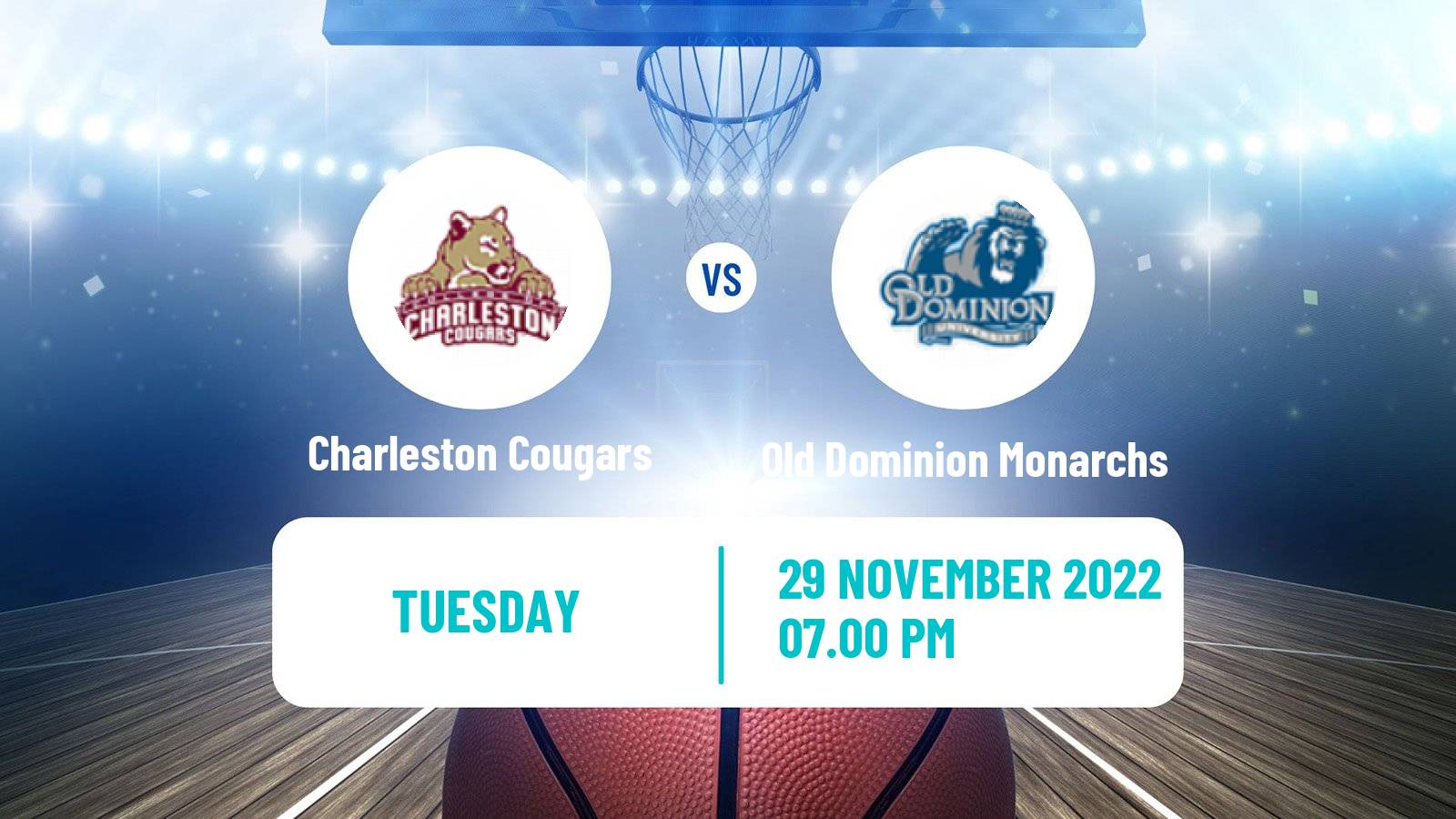 Basketball NCAA College Basketball Charleston Cougars - Old Dominion Monarchs