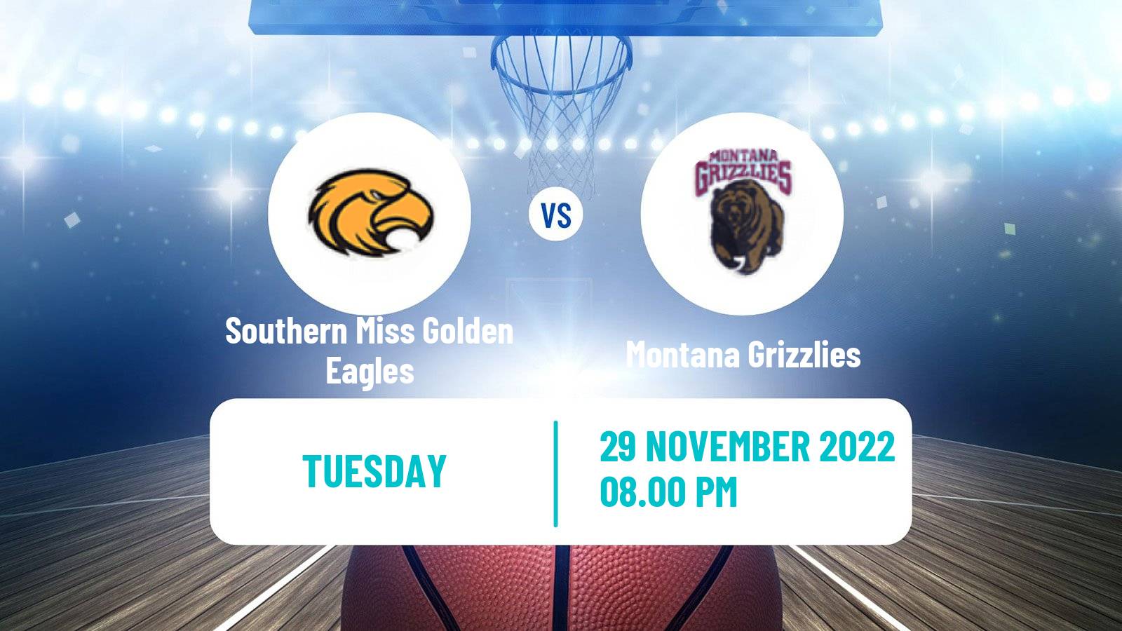 Basketball NCAA College Basketball Southern Miss Golden Eagles - Montana Grizzlies