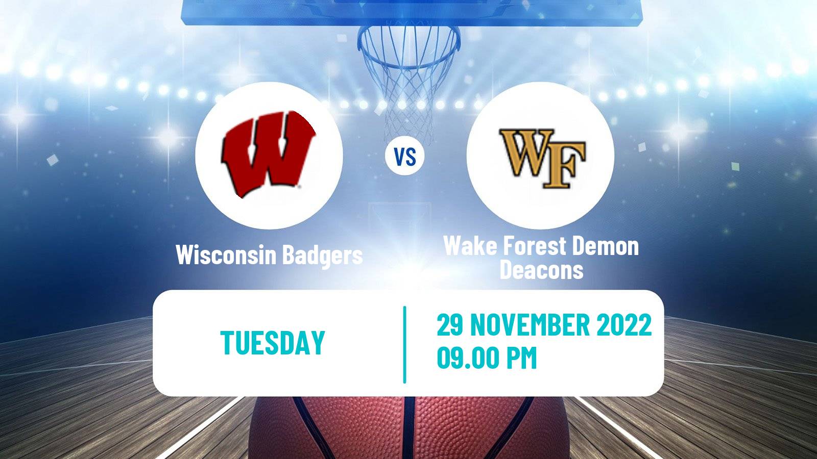 Basketball NCAA College Basketball Wisconsin Badgers - Wake Forest Demon Deacons