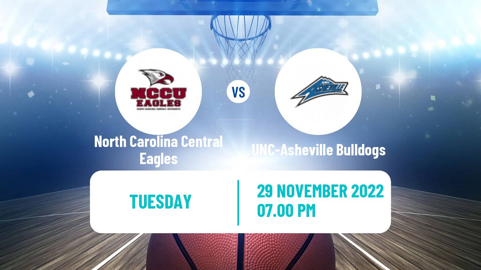 Basketball NCAA College Basketball North Carolina Central Eagles - UNC-Asheville Bulldogs