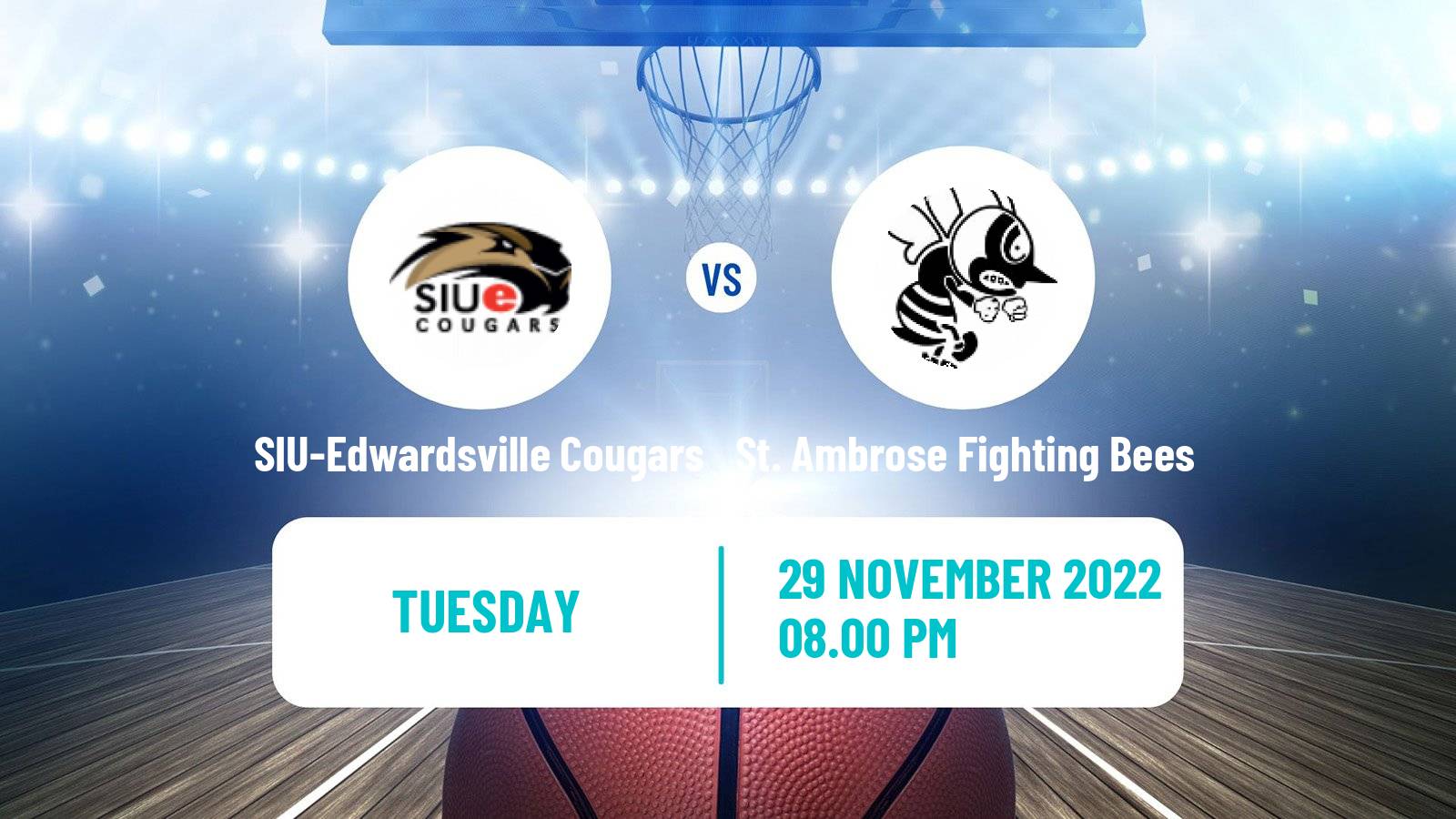 Basketball NCAA College Basketball SIU-Edwardsville Cougars - St. Ambrose Fighting Bees