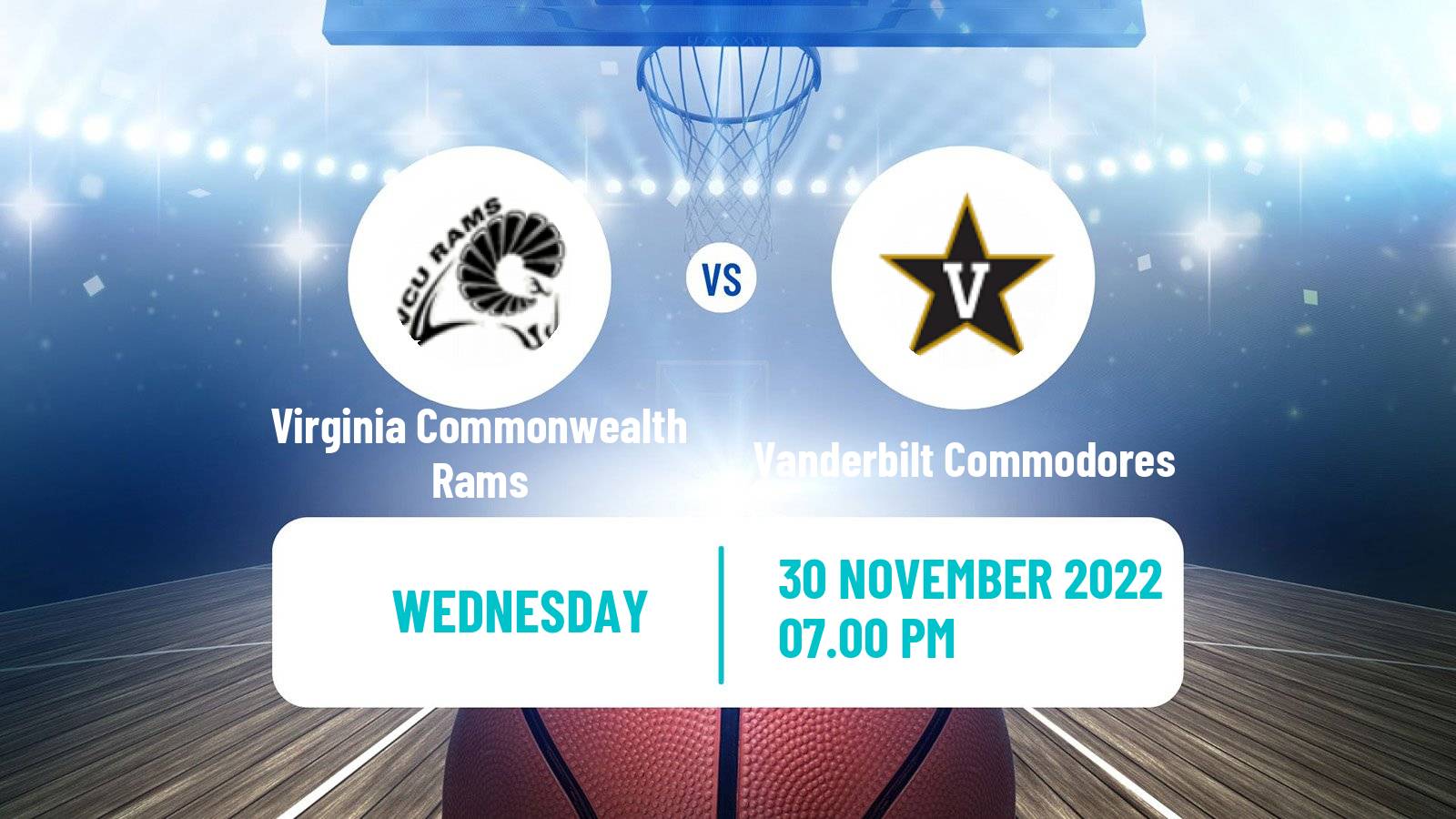 Basketball NCAA College Basketball Virginia Commonwealth Rams - Vanderbilt Commodores