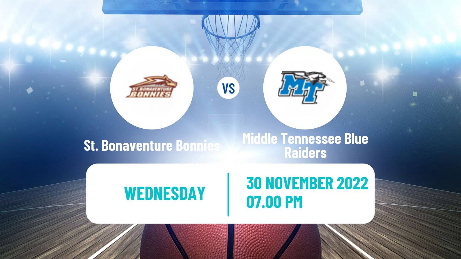 Basketball NCAA College Basketball St. Bonaventure Bonnies - Middle Tennessee Blue Raiders