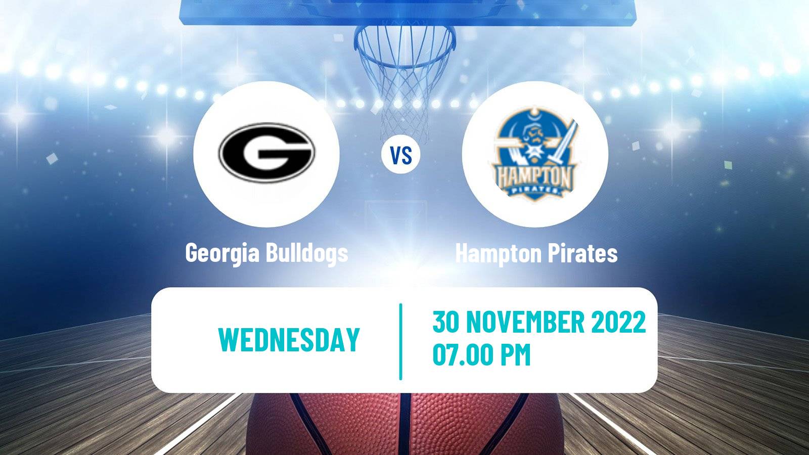 Basketball NCAA College Basketball Georgia Bulldogs - Hampton Pirates