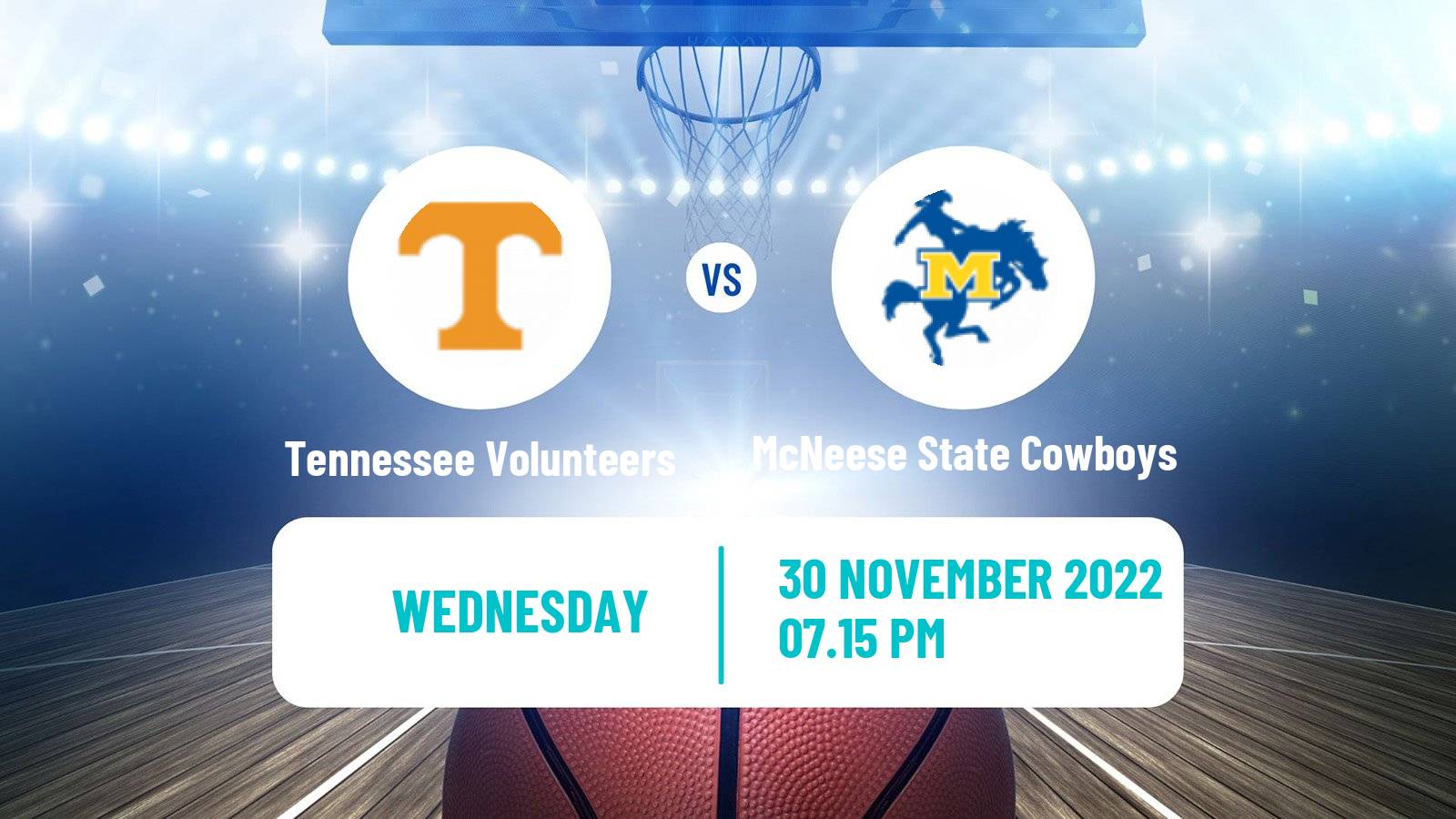 Basketball NCAA College Basketball Tennessee Volunteers - McNeese State Cowboys