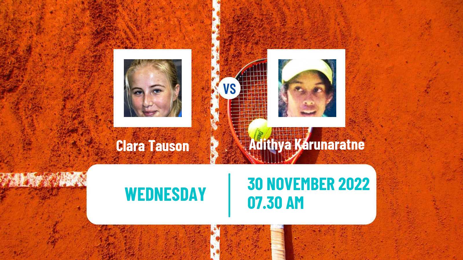 Tennis ITF Tournaments Clara Tauson - Adithya Karunaratne