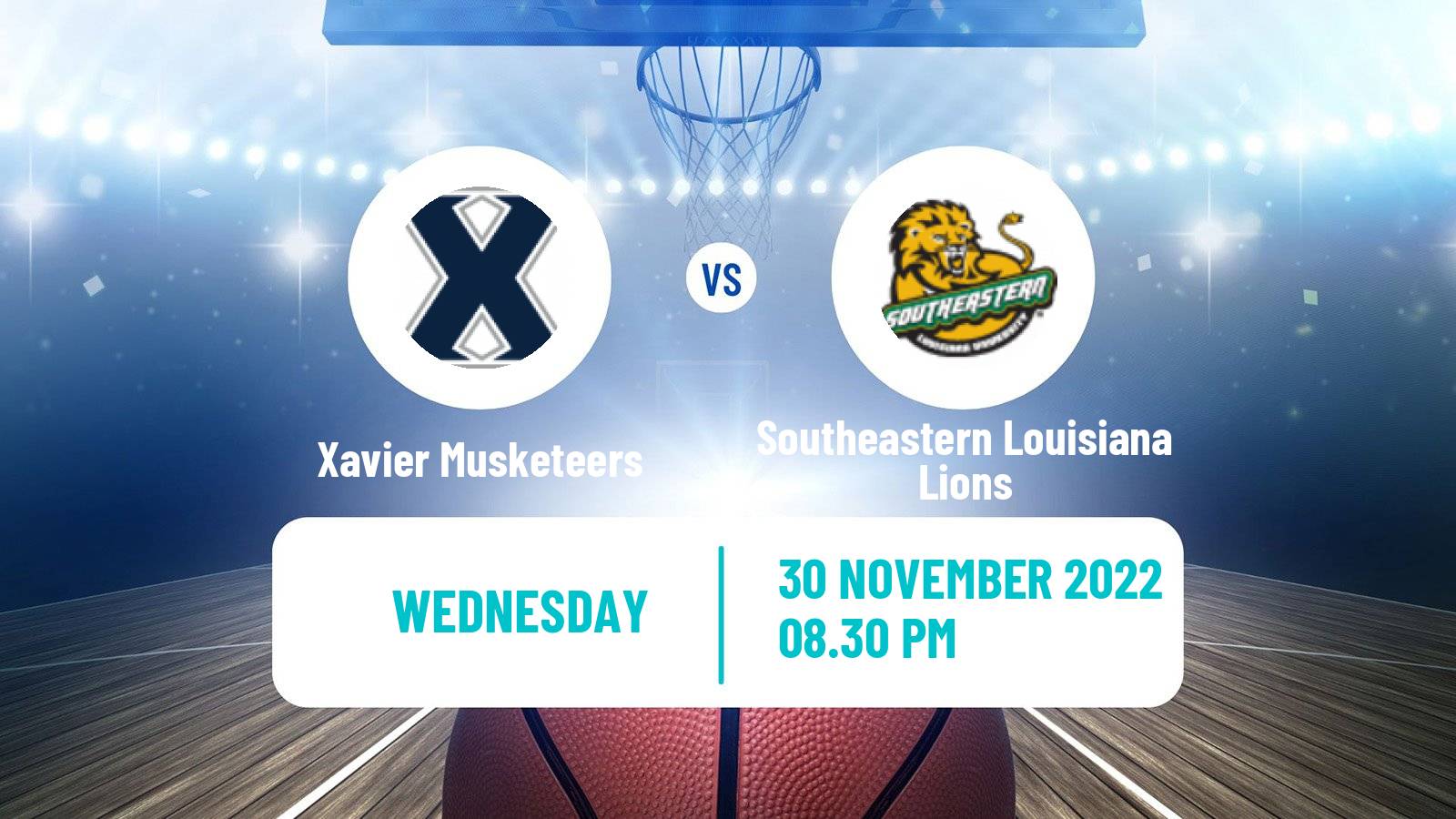 Basketball NCAA College Basketball Xavier Musketeers - Southeastern Louisiana Lions