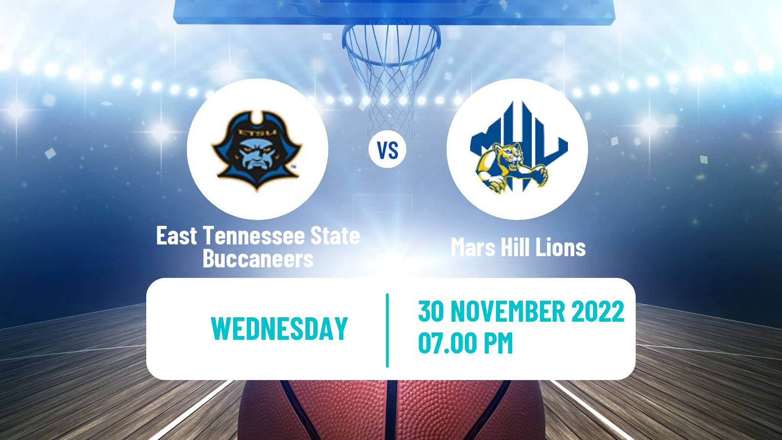 Basketball NCAA College Basketball East Tennessee State Buccaneers - Mars Hill Lions