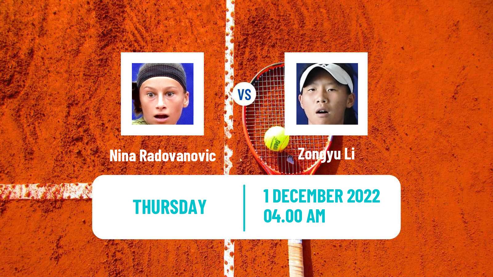 Tennis ITF Tournaments Nina Radovanovic - Zongyu Li