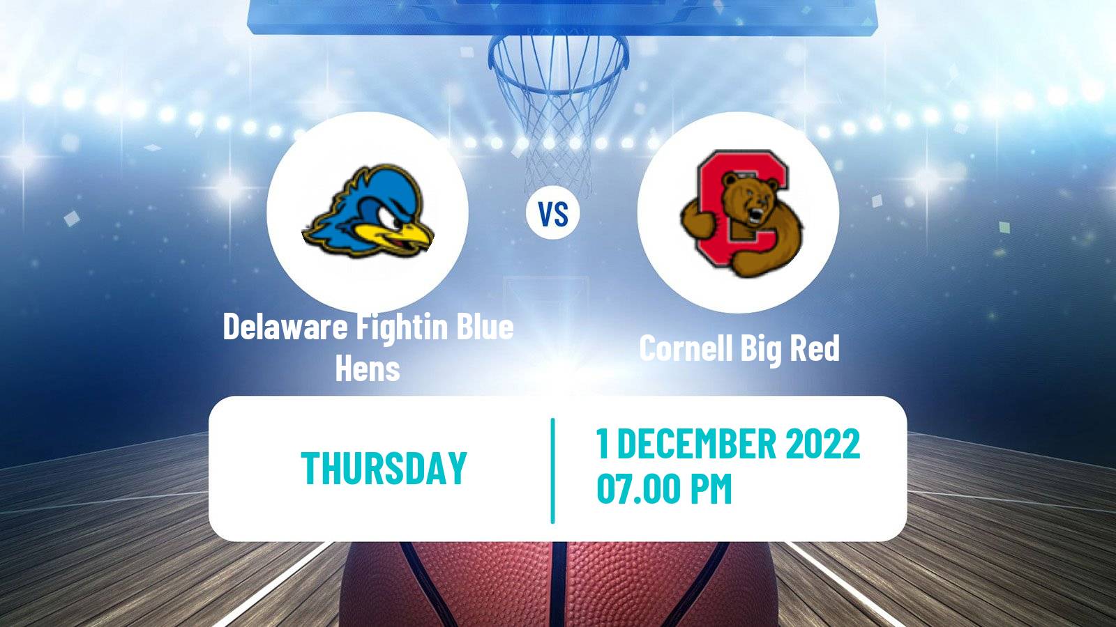 Basketball NCAA College Basketball Delaware Fightin Blue Hens - Cornell Big Red