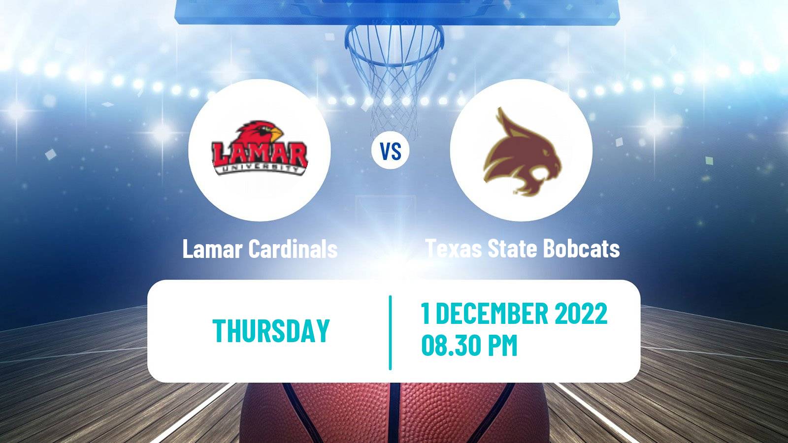 Basketball NCAA College Basketball Lamar Cardinals - Texas State Bobcats