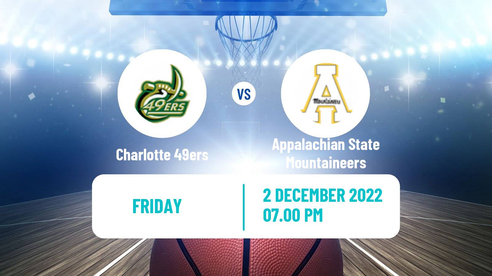 Basketball NCAA College Basketball Charlotte 49ers - Appalachian State Mountaineers