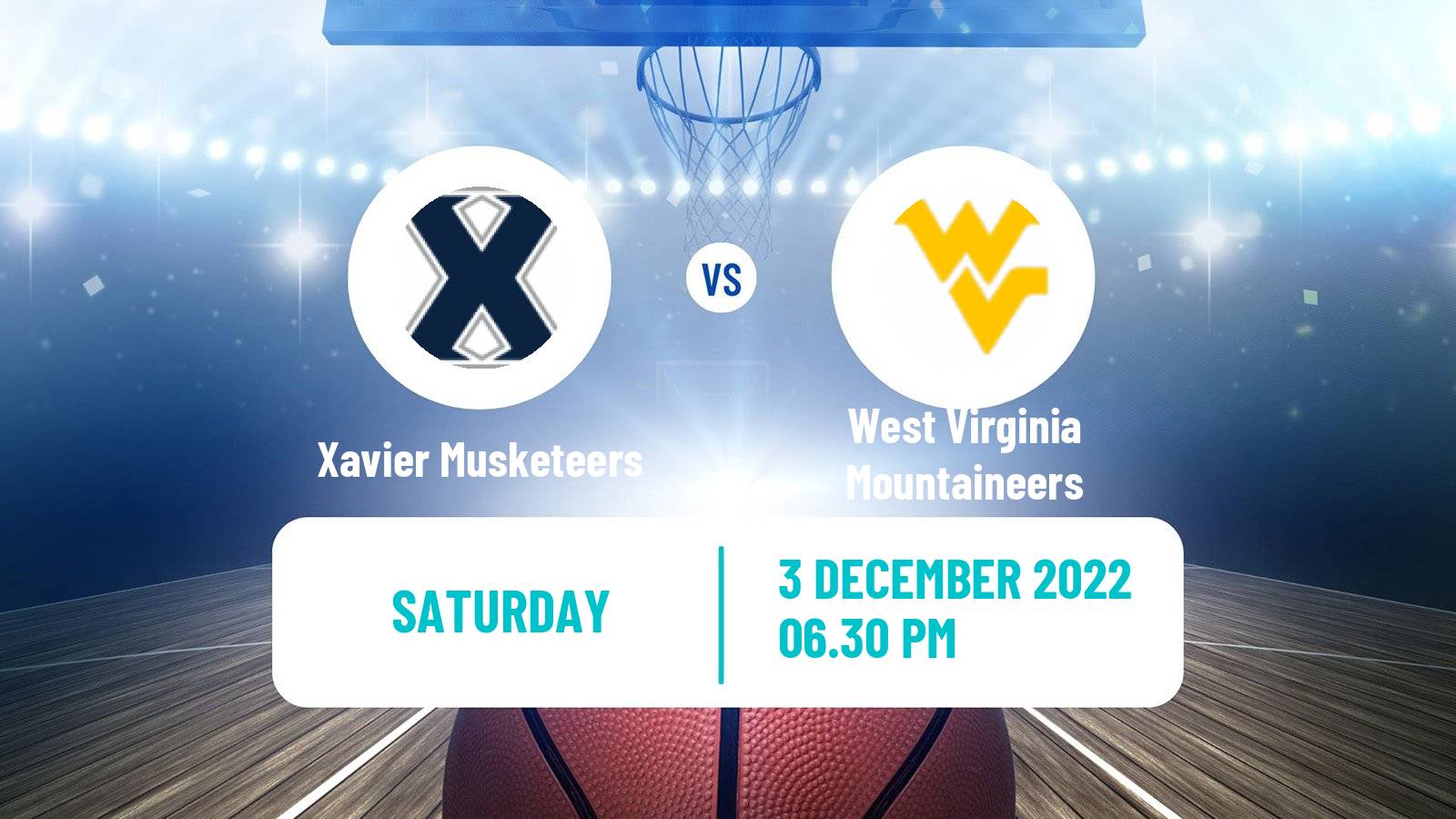 Basketball NCAA College Basketball Xavier Musketeers - West Virginia Mountaineers