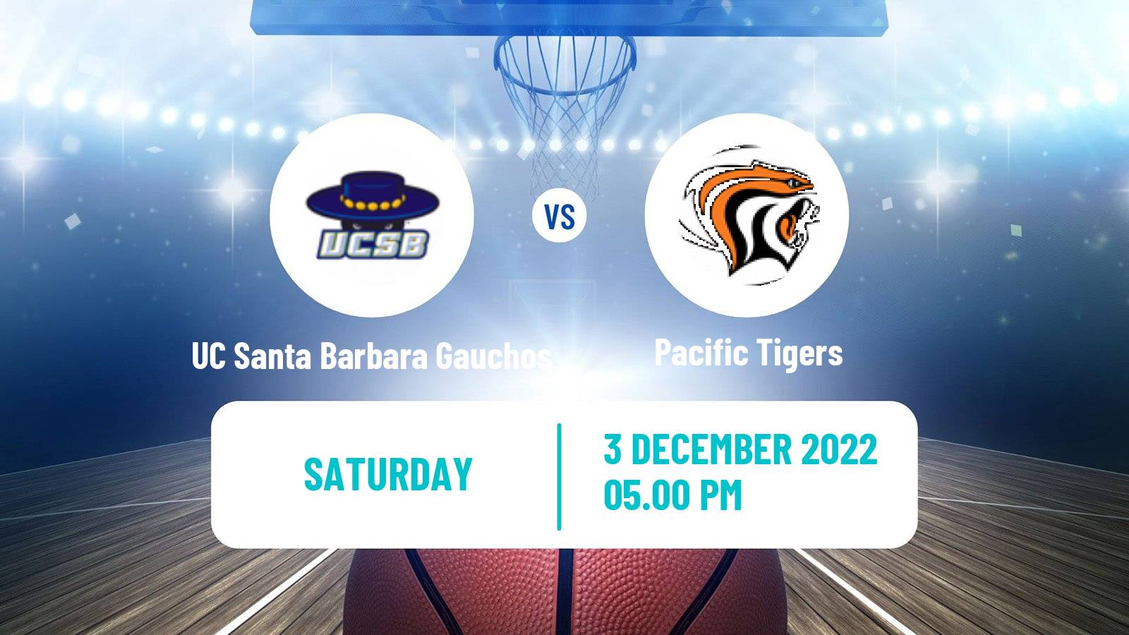 Basketball NCAA College Basketball UC Santa Barbara Gauchos - Pacific Tigers