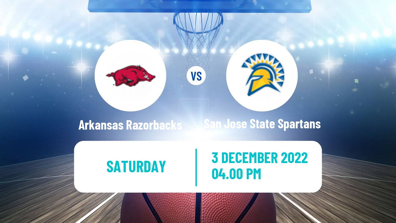 Basketball NCAA College Basketball Arkansas Razorbacks - San Jose State Spartans