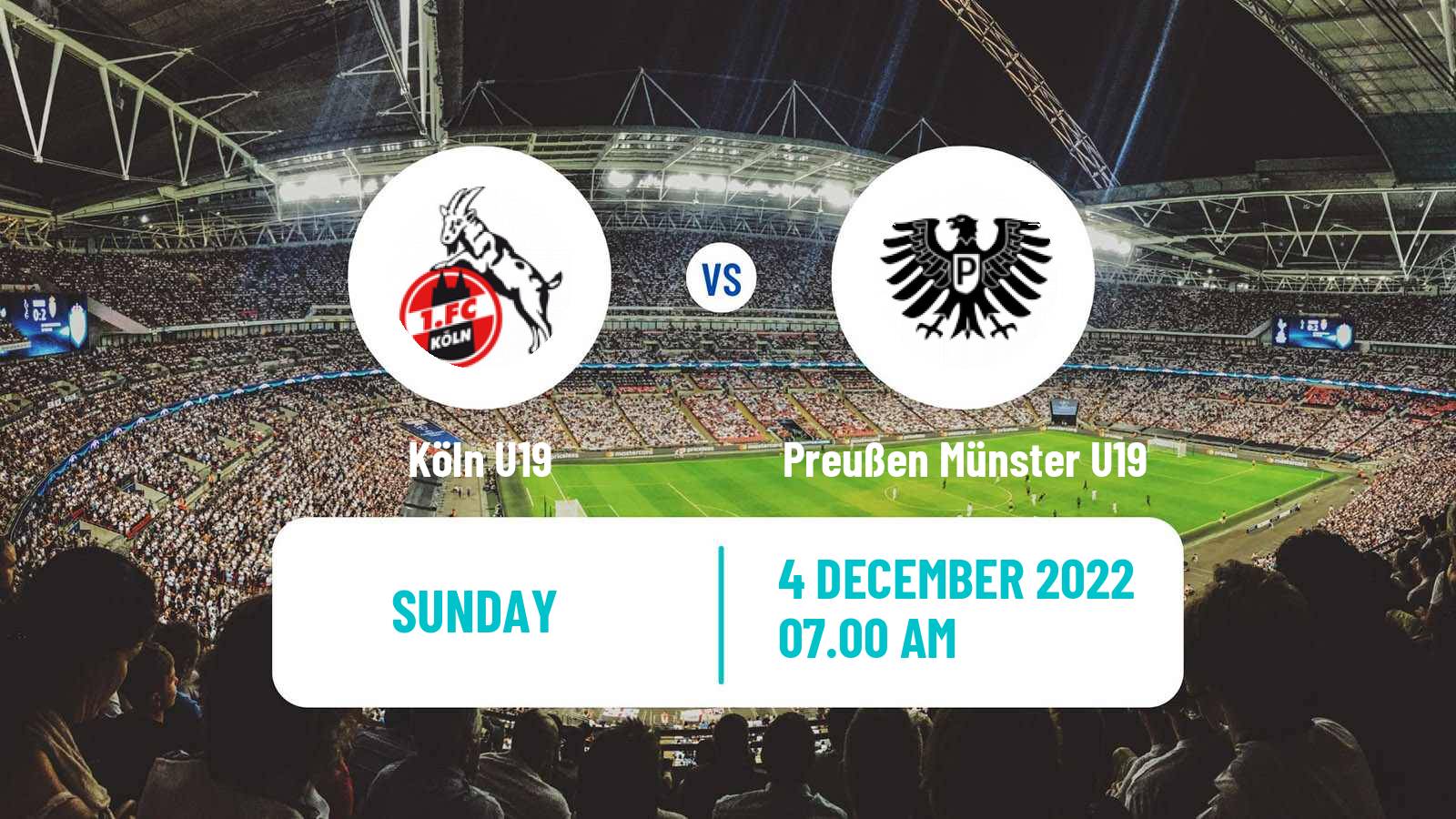 Soccer German Junioren Bundesliga West Köln U19 - Preußen Münster U19