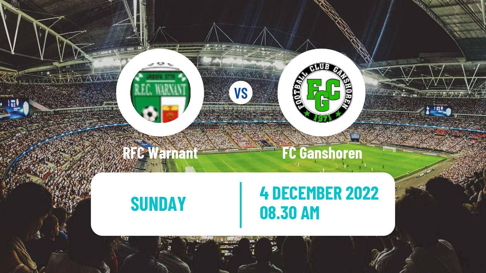 Soccer Belgian Second Amateur Division Group C Warnant - Ganshoren
